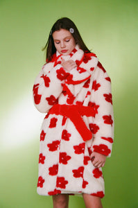 Faux Fur Flower Coat
