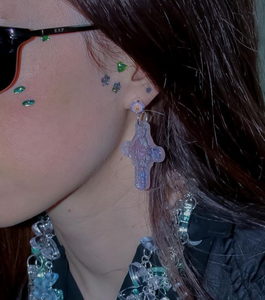 earrings, emma pryde, Madison artist, handmade, dagger, sword, shop kathleen, kathleen, los angeles, handmade, crystal, lasercut, cz, Swarovski, kathleen los angeles, shop kathleen, kathleen la, crystal earrings, emma pryde earrings, emma pryde necklaces, jewel earrings, anime earrings, video game earrings, scimitar earrings, small business, hand cast resin earrings, glitter earrings, cross earrings, precious moments earrings, praying earrings