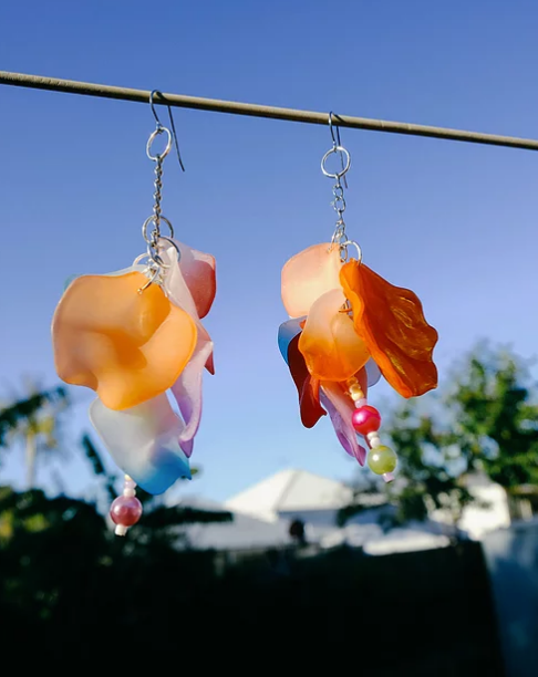 homejob, sustainable, found material, petal earrings, jewelry, kathleen, los angeles, boutique, handmade