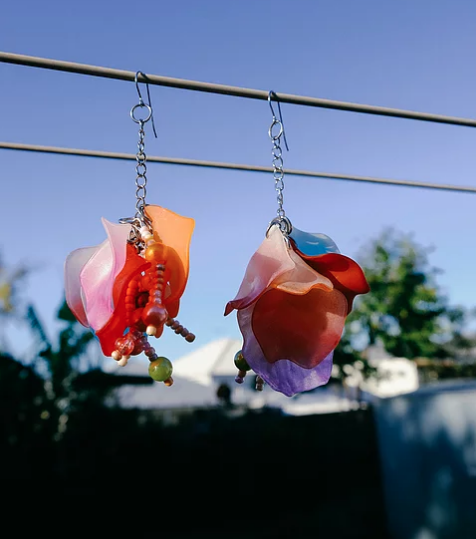 homejob, sustainable, found material, petal earrings, jewelry, kathleen, los angeles, boutique, handmade