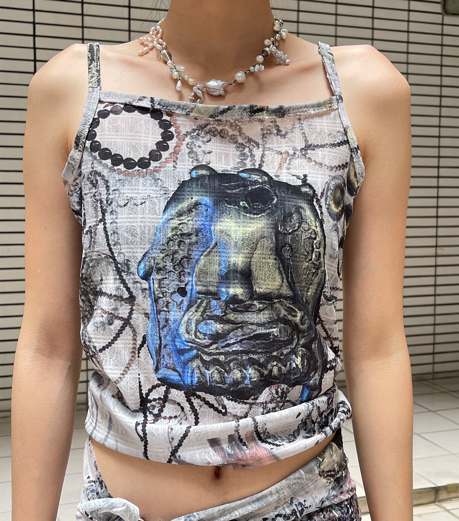 Sophie wang, Los Angeles, Kathleen, shop Kathleen, taiwan Taipei, rise, Rhode Island School of design, art, digital art, digital print, made in Taiwan, glam cult magazine, metal magazine, experimental, experimental fashion, sacred objects, trinkets, artist, designer, knitwear, print design, top, tops, clothing, tank, tank top, summer, summer outfit, printed dress, handmade, one of a kind