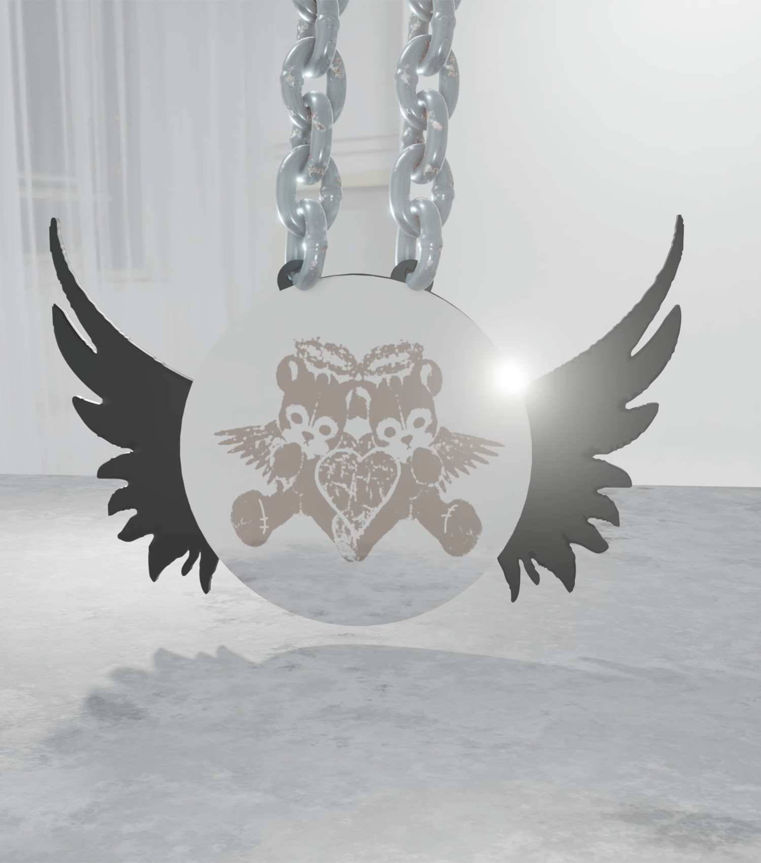 Angel Bear Winged Hanging Mirror