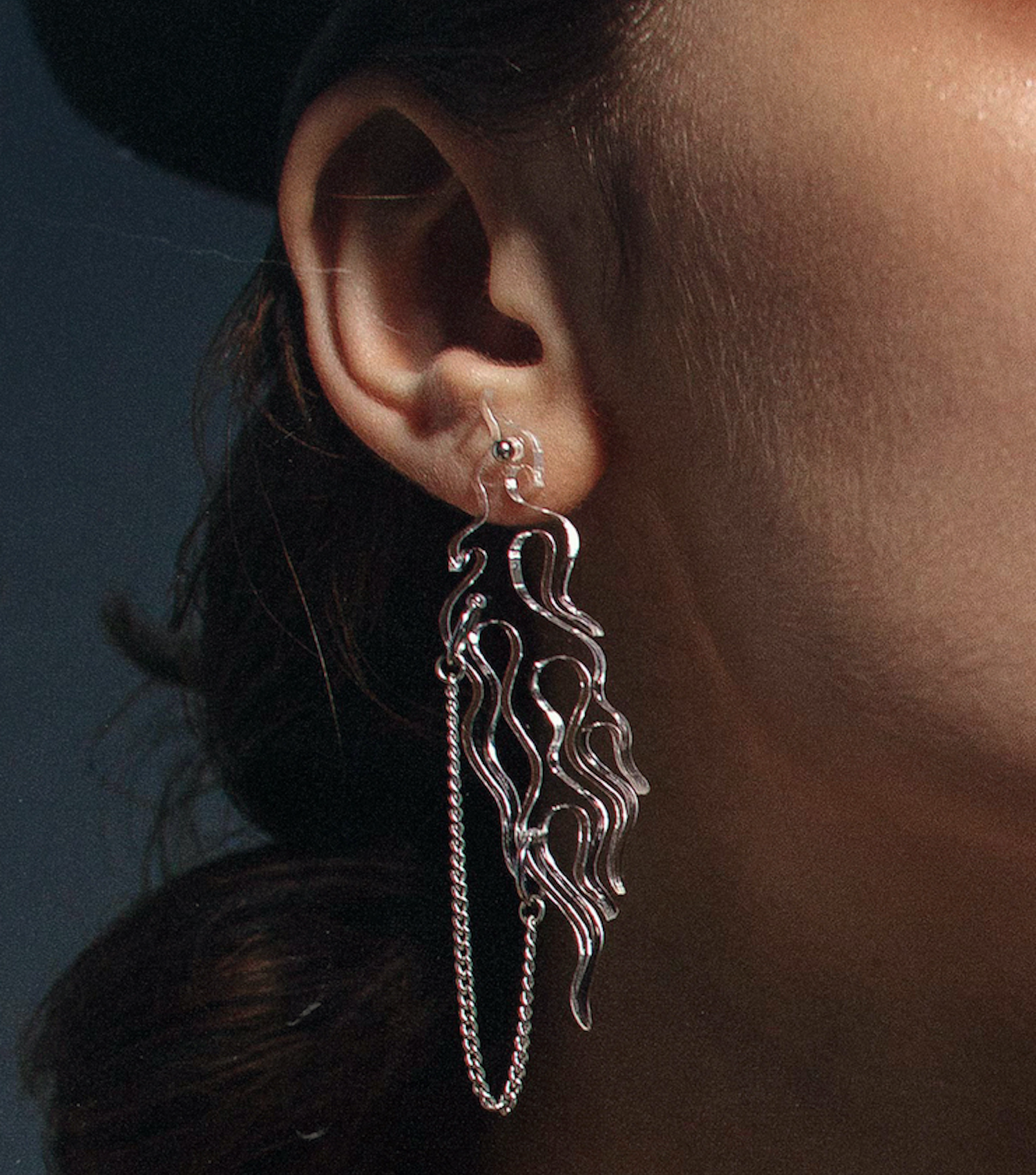 Flame earrings, Fanny Inserra, Upcylced, recycled jewelry, flame earrings, pierced earrings, plexiglass, Kathleen, Kathleen Los Angeles, los angeles boutique, independent artist, independent designer, sustainable fashion, sustainable jewelry 