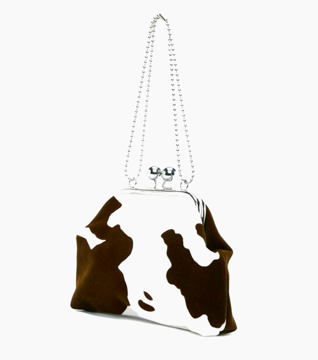 bessie baby, SLUSH, handcrafted, purse, cow print