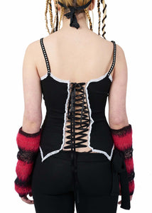 Kitty Corset Back Cami Top - Black