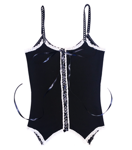 Kitty Corset Back Cami Top - Black