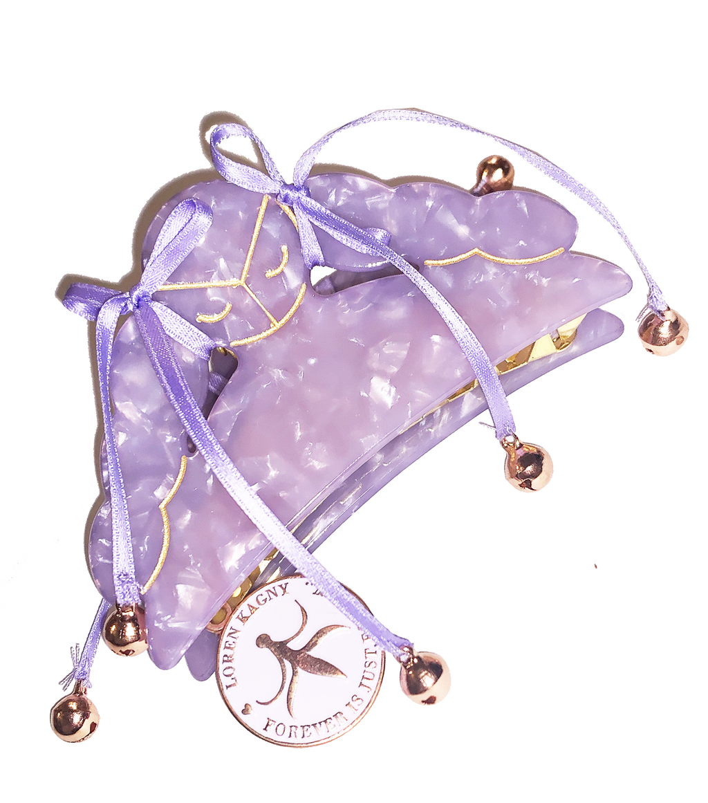 Loren Kagny, Little Friend Hairclip, Pom Poms, Resin, Hairclip, Claw Hairclip, Kathleen, Los Angeles, Lilac, Boutique, Los Angeles Boutique, lilac clip, forever is just for now, shop kathleen, shopkathleen, bow hairclip, bells hairclip