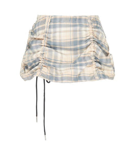 mini skirt, australian designer, independent fashion, independent designer, independent boutique, handmade, mini ruched skirt, independent fashion, handmade skirt,  asymmetrical skirt, , Karla Laidlaw, karlalaidlaw, Kathleen, Shop Kathleen, ruched skirt, plaid skirt, corset skirt, lace up skirt, check shirt