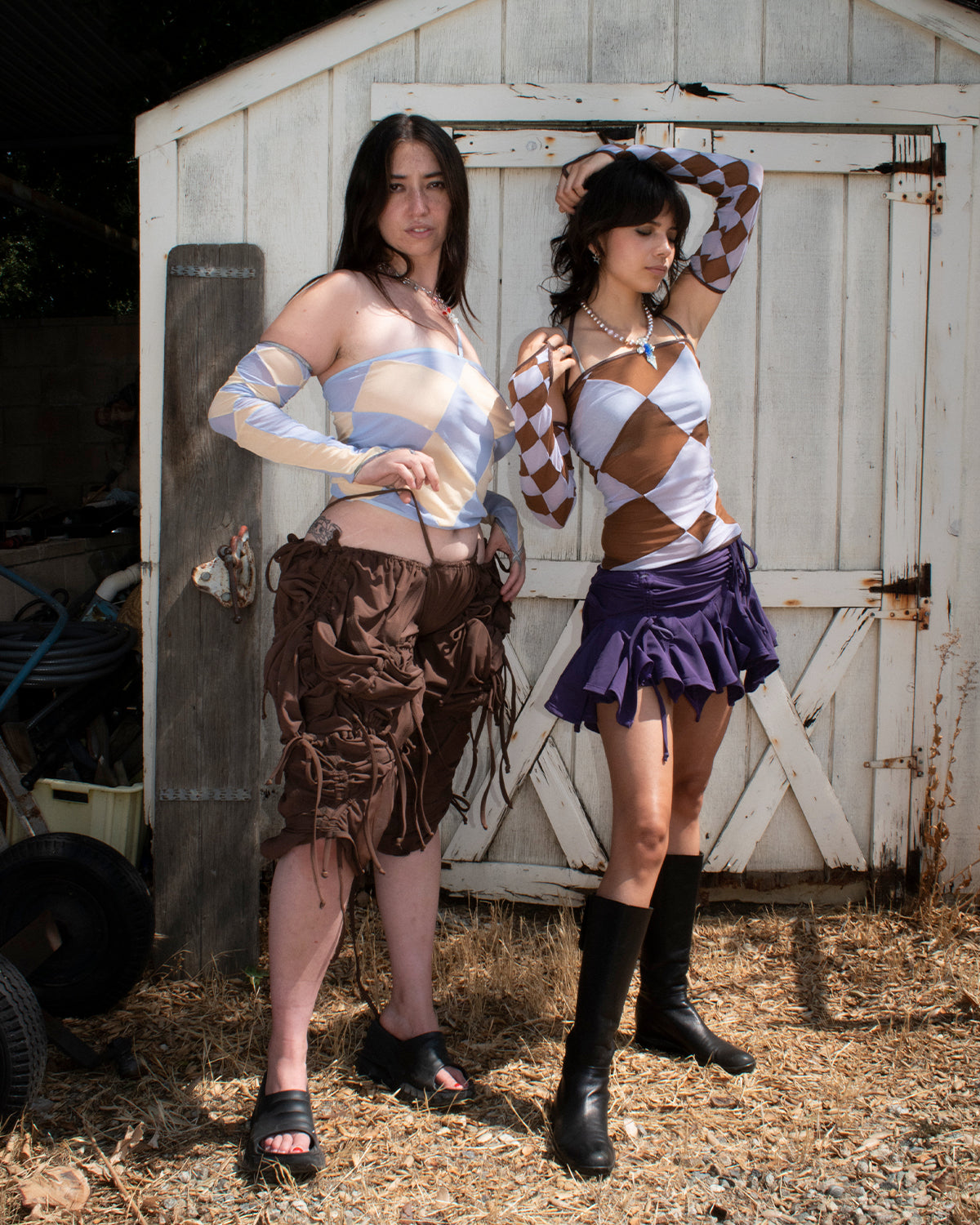 Brown & Lilac Diamond Halter Top