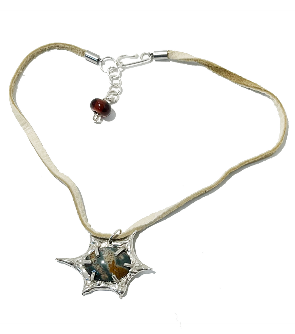 smallanimal, smallanimalmgmt, Los Angeles, Boutique, Pearl Choker, Kathleen Los Angeles, heart choker, goth choker, layered choker, polymer bead choker, silver choker, stone choker, quartz choker, pierced choker, printed jewelry, handmade beads,Kathleen, Shop Kathleen, kathleen los angeles, upcycled necklace, sustainable jewelry, Chicago jewelry, charm necklace, small business, small batch jewelry, glass jewelry, glass choker, glass pendant, leather choker, leather glass jewelry, pink glass, silk choker