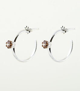 soft blonde, earrings, stainless steel earrings, champagne, cubic zirconia, stainless steel, gem, gemstones, hoop, hoops