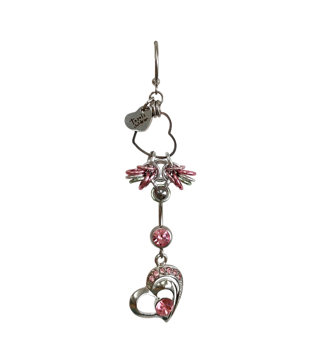 Closet children, earring, earrings, jewelry, made in Singapore, Singapore, handmade, one of a kind, stainless steel, anodized aluminum, titanium, Swarovski, crystal, gem, hoop, pink, purple, aurora lights, Los Angeles, shop Kathleen, Kathleen