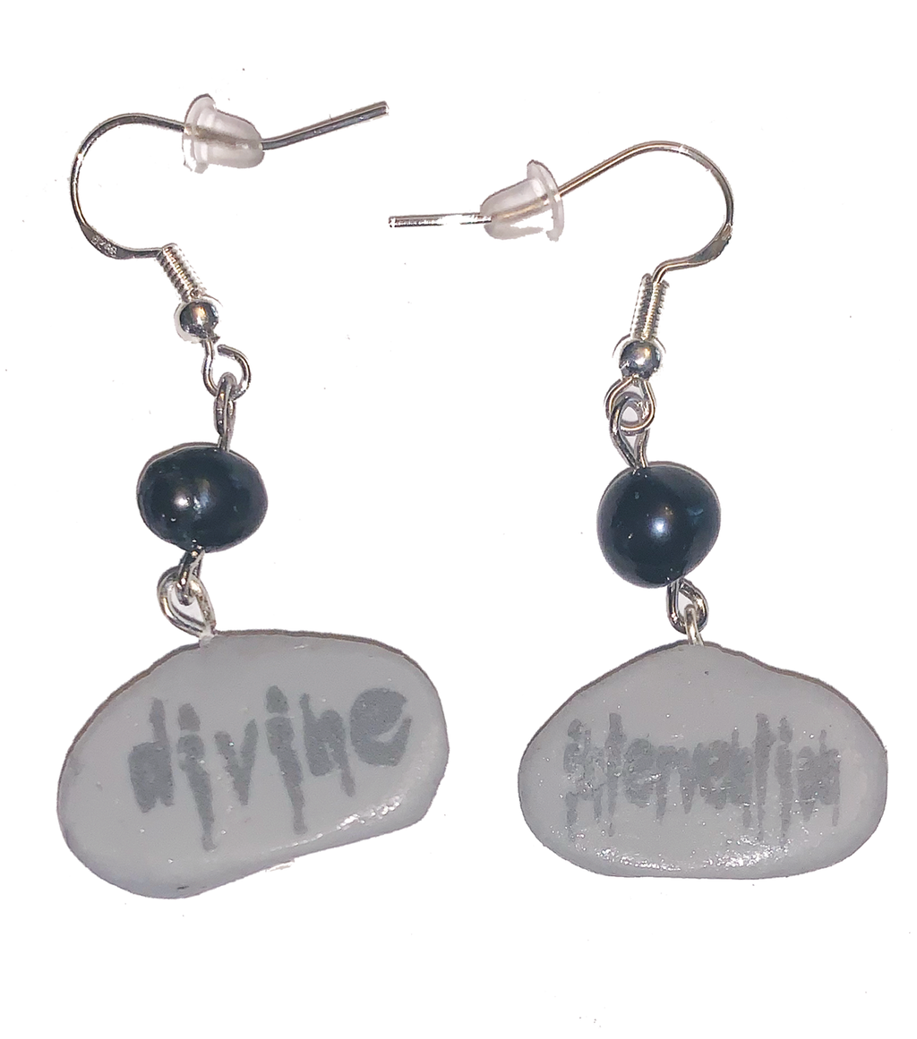 smallanimal, smallanimalmgmt, Los Angeles, Boutique,  Pearl earrings, Kathleen Los Angeles, goth earrings, polymer bead earrings, silver earrings, stone earrings, pierced earrings, printed jewelry, handmade beads,Kathleen, Shop Kathleen, kathleen los angeles, upcycled earrings, sustainable jewelry, Chicago  jewelry, charm earrings, small business, small batch jewelry, divine intervention, black pearls