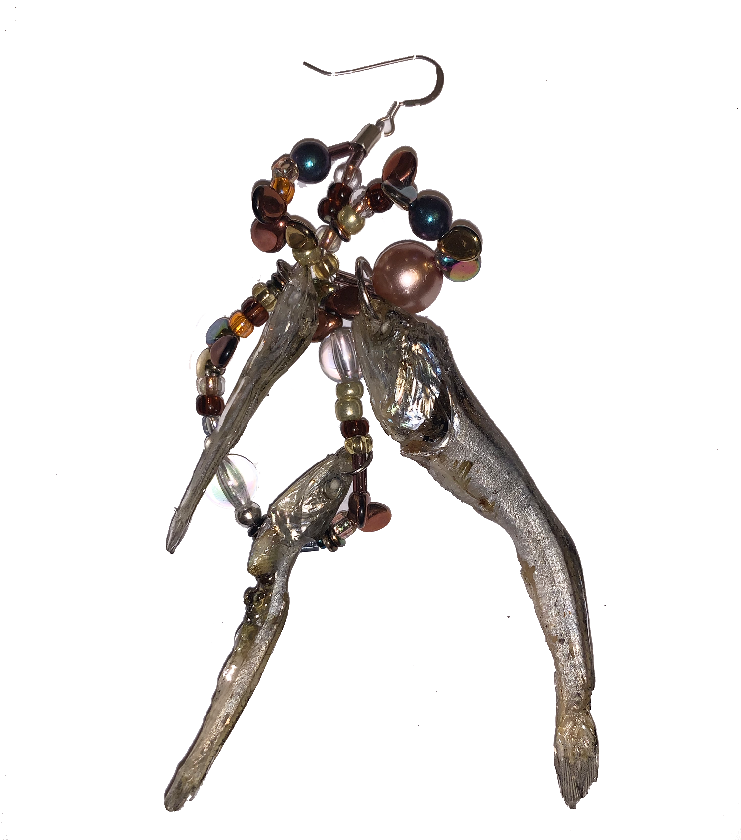 earrings, fish earrings, hand beaded earrings, dangle earrings, single earring, danbi, lisa danbi park, lunchbox earring, myeulchi earrings, kathleen, kathleen los angeles, made in los angeles, handmade, indented designer, independent fashion, independent jewelry, indented boutique