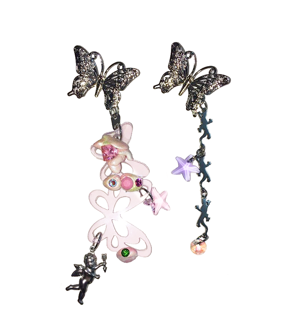 emma pryde, hair pin, butterfly hair clip, resin charm, star charms, cupid, cherub, y2k, unique hair, hair charms, Kathleen, Los Angeles, handmade