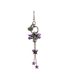 Closet children, earring, earrings, jewelry, made in Singapore, Singapore, handmade, one of a kind, stainless steel, anodized aluminum, titanium, Swarovski, crystal, gem, hoop, pink, purple, aurora lights, Los Angeles, shop Kathleen, Kathleen