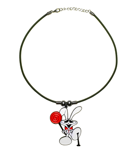 bunny, comic, emo, creepy bunny, necklace, tobangus, coco paluck, scene, candy bunny, cartoon bunny, rubber necklace, 90s necklace, kathleen, shop kathleen, independent artist, independent designer