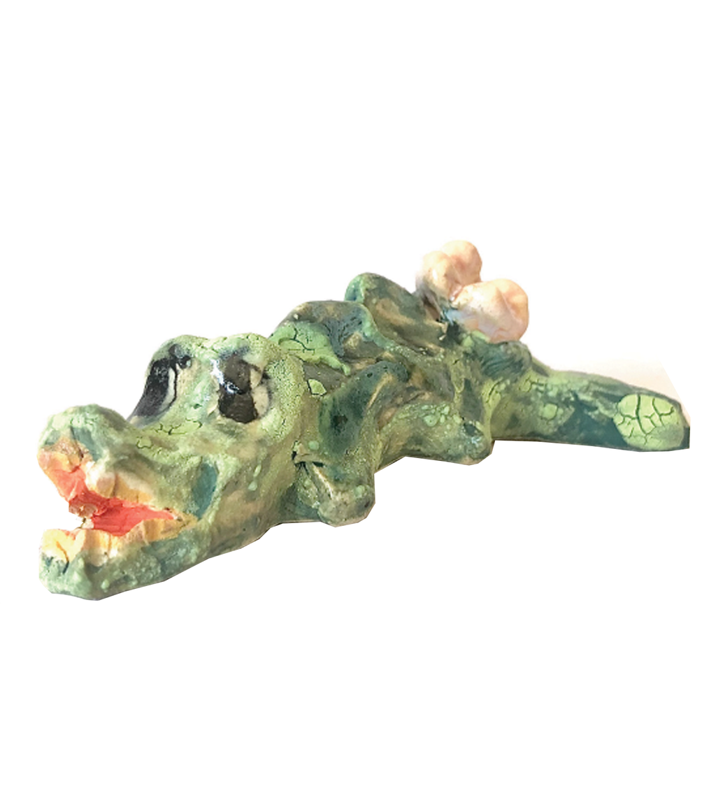 Dominique Go, Kathleen, Shop Kathleen, Ceramic, Handmade, sculpture, clay sculpture, handbuilt ceramic, mini figurine, independent artist, made in LA, clay artist, gator sculpture