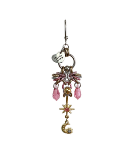 Closet children, earring, earrings, jewelry, made in Singapore, Singapore, handmade, one of a kind, stainless steel, anodized aluminum, titanium, Swarovski, crystal, gem, hoop, pink, purple, aurora lights, Los Angeles, shop Kathleen, Kathleen