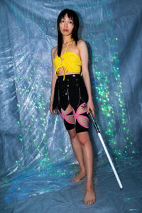 Kathleen, 3i3, handmade, los angeles, california, new, designer, hand crafted, one of a kind, small artist, artisan, made by hand, Bike shorts, cycling shorts, shorts, butterfly, bicycle shorts, butterfly shorts, activewear, high waisted, cotton, stretch, comfort, shop kathleen, butterfly cutout