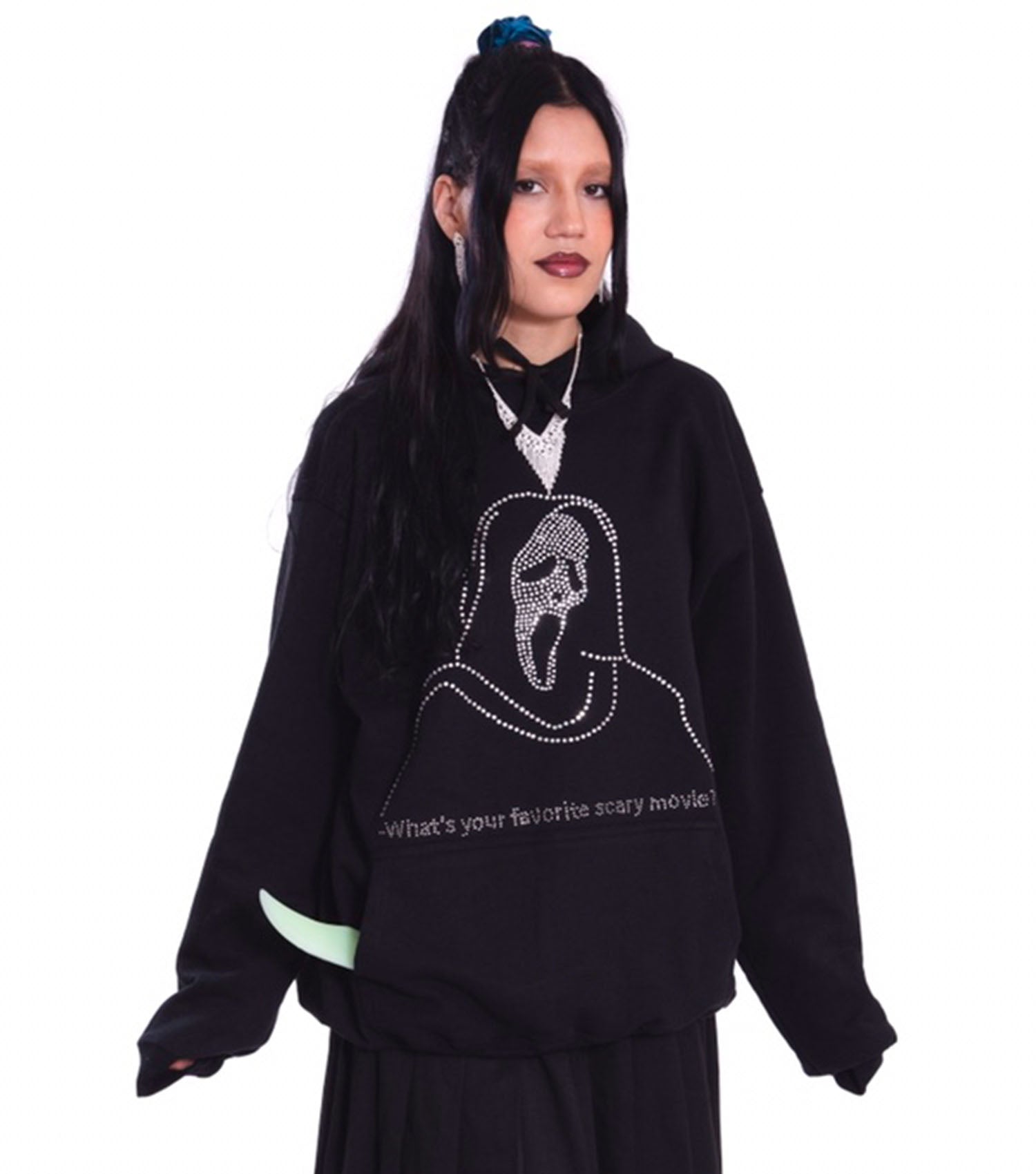 Bodega Slasher, scream, 1997, y2k, ghostface, ghost, ghost face, top, clothing, hoodie, rhinestone, rhinestone hoodie, bedazzled, ghostface hoodie, scream hoodie, Mexico, made in Mexico, Los Angeles, Kathleen 