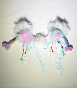 claire barrow, hair accessories, scrunchies, hair extensions, hair pieces, raver hair, harajuku hair, jfashion, rave accessories, CB, independent artist, independent designer