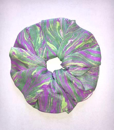 MYFAWNWY, kathleen, shop kathleen, silk, scrunchie, tie dye, dye marble, giant scrunchie, los angeles, boutique