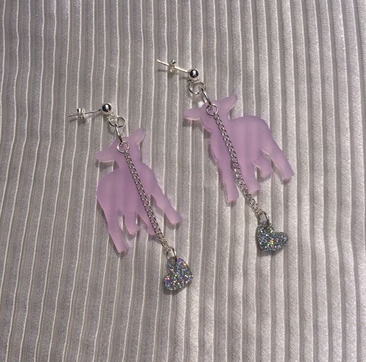 earrings, emma pryde, handmade, purple lamb