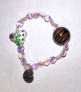 bracelet, kathleen, freshwater pearl, lampwork, glass beads, butterfly, jewelry, kathleen los angeles, artist made, charm bracelet, venetian glass, murano glass 