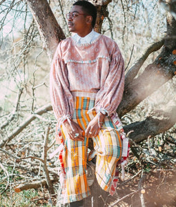 JRAT, Janelle Rabbott, Pants, Chaps, Bow Pants, Zero Waste, Gingham, UpcycleZero Waste, Prairie Dress, Ruffle Dress, Bow Dress, Sustainable, Kathleen, Shop Kathleen, Boutique, Ugly House on the Prairie, Los Angeles, One of a Kind