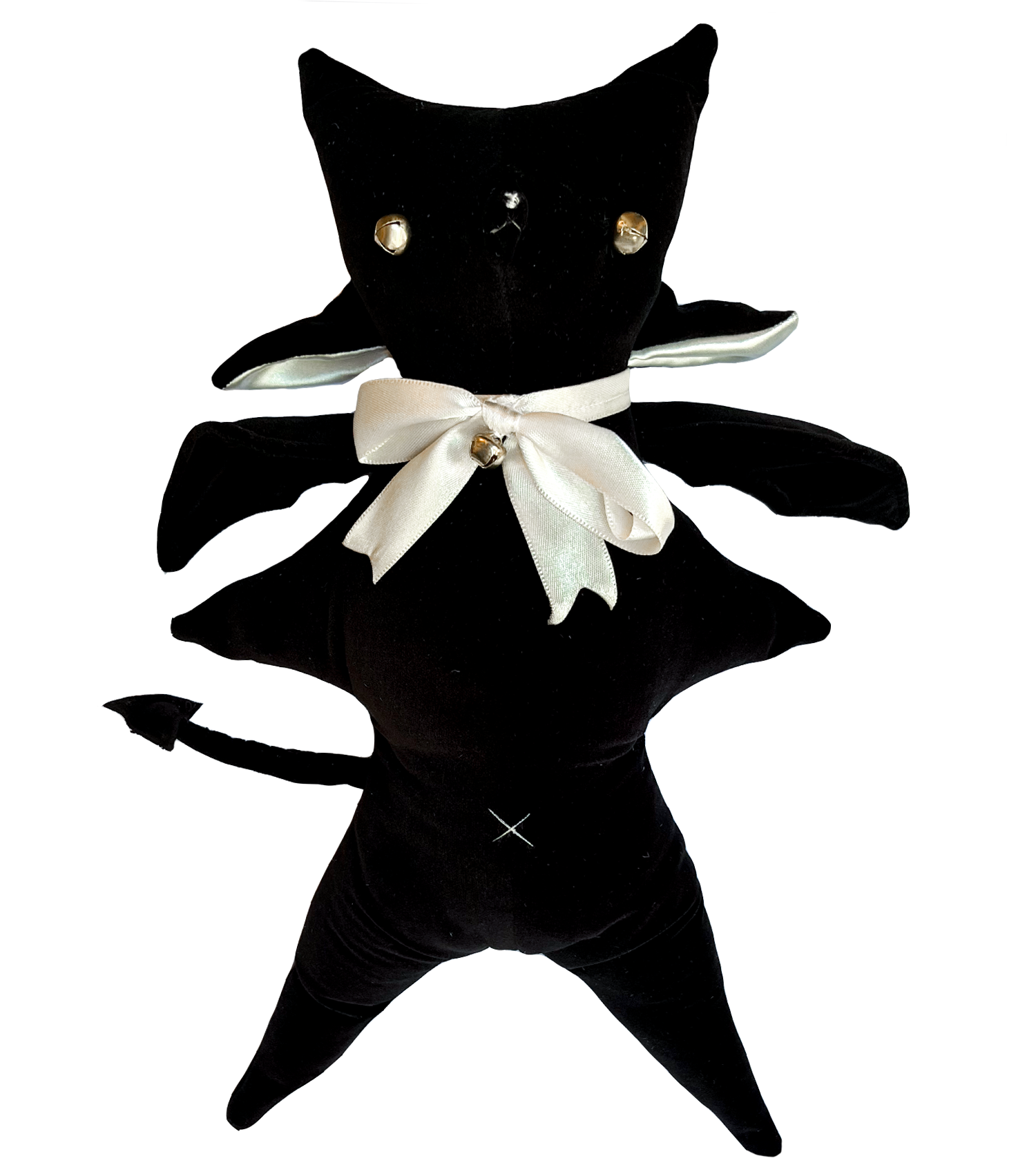 Weighted Imp Plush - Black with White Bow