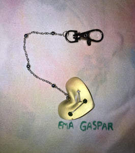 Ema Gaspar, Ema G B, hand painted tote, one of a kind, independent artist, independent designer, resin keychain, heart keychain, kathleen, kathleen los angeles, shop kathleen, independent boutique, indie boutique, tote bag, cotton tote, cartoon tote, pierced keychain, tie dye tote, hand dyed