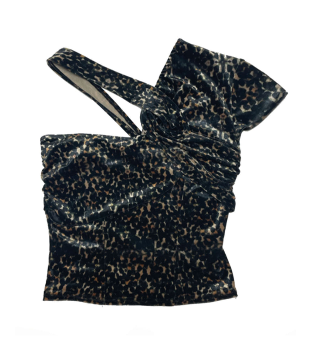 604SERVICE, 604 SERVICE, Los Angeles, KATHLEEN, SHOP KATHLEEN, KOREAN, MADE IN KOREA, KOREAN FASHION, COTTON, NYLON, SPANDEX, POLYESTER, POLY, leopard top, leopard, off-shoulder, one-shoulder