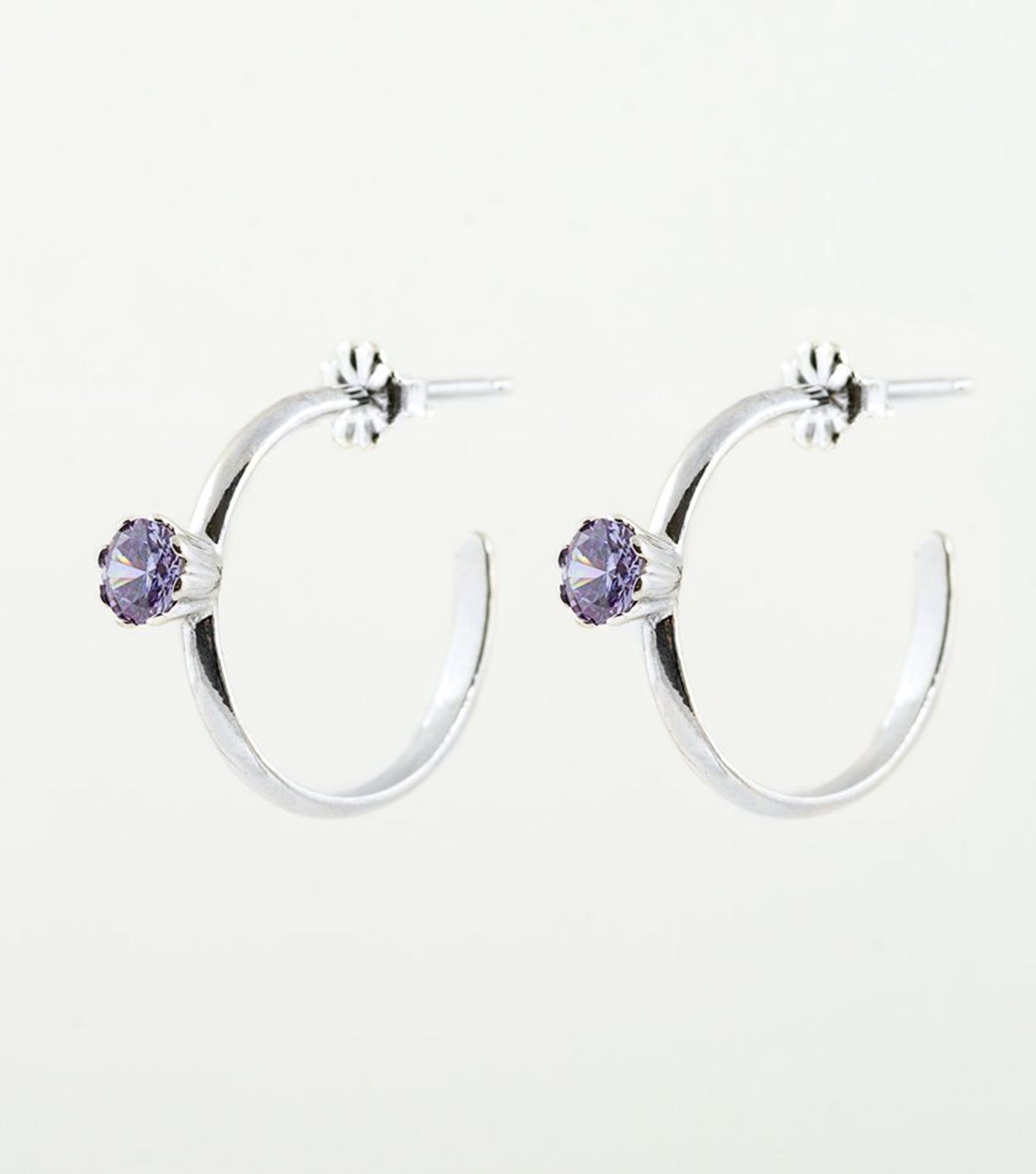soft blonde, earrings, stainless steel earrings, lilac, cubic zirconia, stainless steel, gem, gemstones, hoop, hoops