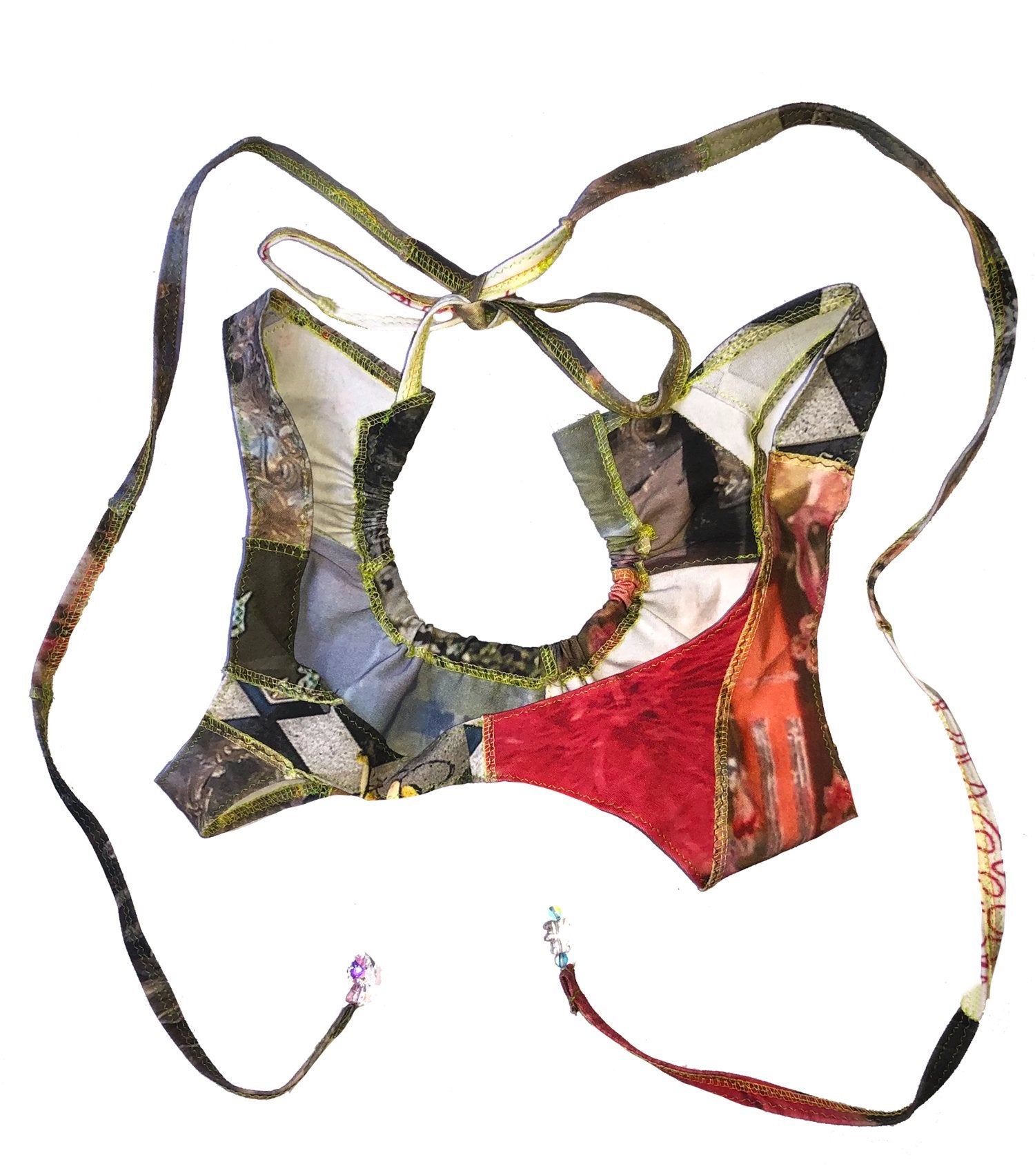 independent designer, independent boutique, handmade, independent fashion, handmade top, handmade bra, Kathleen, Shop Kathleen, Kathleen los Angeles, Los Angeles fashion, small business, lizzie Kidd, made in Los Angeles, printed bra, sustainable bra, sustainable vest, sustainable top, multi way top, dead stock top, gem top, beaded top, cutout top, ruched top, charm top, hello kitty, plaid, jester, smiley face, criss cross top, printed top, multi-pattern top, rainbow top, flower top, ruched top
