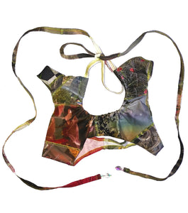 independent designer, independent boutique, handmade, independent fashion, handmade top, handmade bra, Kathleen, Shop Kathleen, Kathleen los Angeles, Los Angeles fashion, small business, lizzie Kidd, made in Los Angeles, printed bra, sustainable bra, sustainable vest, sustainable top, multi way top, dead stock top, gem top, beaded top, cutout top, ruched top, charm top, hello kitty, plaid, jester, smiley face, criss cross top, printed top, multi-pattern top, rainbow top, flower top, ruched top