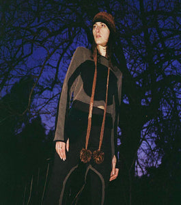Kathleen, karla laidlaw, designer, small designer, small artist, one of a kind, up-cycled, sustainable, made in Australia, made in Melbourne, Melbourne, los angeles, mesh, mesh top, mesh shirt, fall, fall fashion, corset, corset top