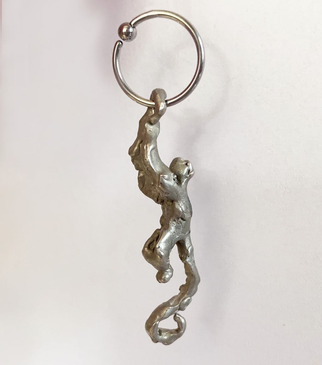 Kathleen, Shop Kathleen, Kathleen Los Angeles, Los Angeles boutique, independent boutique, independent fashion, independent jewelry, handmade jewelry, independent artist, independent designer, Brooklyn jewelry, Brooklyn jeweler, lost wax cast, wax cast earring, brass earring, brass hoop earring, Aquanaut earring, single hoop, monkey business earring, monkey earring