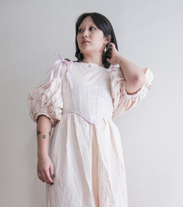 Meg Beck, Kathleen Los Angeles, Kathleen, Independent boutique, independent fashion, independent designer, handmade, one of a kind, upcycled, recycled fashion, sustainable fashion, white corset, rose corset, satin corset, striped corset, pink corset, gingham corset, black corset, corset top, bow corset, regency stays, regency corset, half stays, pink stays, laceup corset