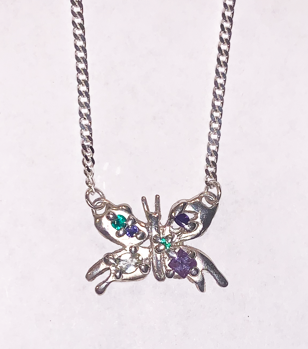 mgn jwl, Megan Baker, Jewelry, Australia, Sterling Silver, Urchin Heart, Gemstones, Kathleen, Shop Kathleen, Los Angeles, Kathleen, Boutique, Bow & Arrow Necklace, Cupid Necklace, Defence Necklace, mariposa necklace, butterfly necklace, silver butterfly, butterfly jewelry, jeweled butterfly, jewel necklace, precious stones, rhinestone butterfly necklace, sparkle butterfly