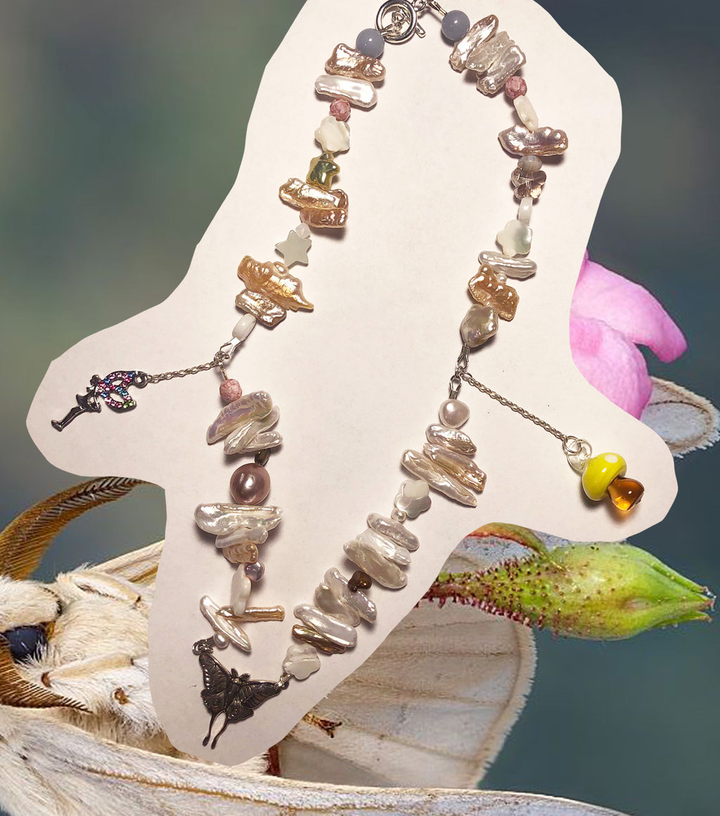 Janky Jewels, Kathleen, Los Angeles, Boutique, New York, Pearl Choker, Kathleen Los Angeles, Fairy, Elf, Pixie, Woodland, mermaid necklace, strawberry necklace, butterfly necklace, mushroom charm, mushroom necklace