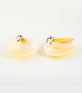 soft blonde, shell earrings, earrings, shell, stainless steel earrings, white, cream