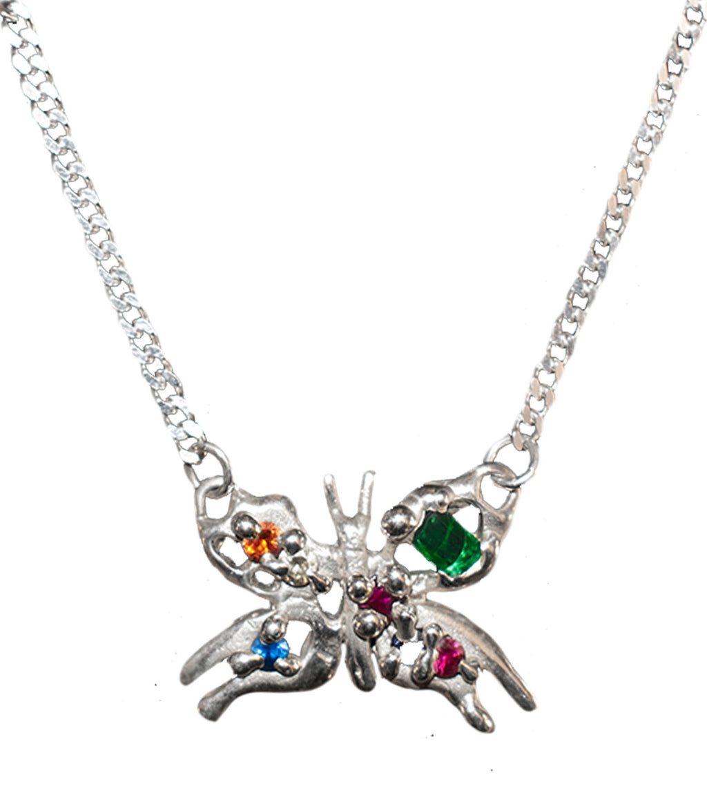 mgn jwl, Megan Baker, Jewelry, Australia, Sterling Silver, Urchin Heart, Gemstones, Kathleen, Shop Kathleen, Los Angeles, Kathleen, Boutique, Bow & Arrow Necklace, Cupid Necklace, Defence Necklace, mariposa necklace, butterfly necklace, silver butterfly, butterfly jewelry, jeweled butterfly, jewel necklace, precious stones, rhinestone butterfly necklace, sparkle butterfly