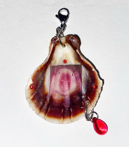 Petri Kitsch, Paulette Sabato , Charm, Seashell Jewelry, Crystal Charm, Fairy charm, fairy necklace, teddy bear, keychain, charm necklace, charm bracelet, crystal charm, dangly charm, pearl necklace, freshwater pearl, kathleen, kathleen los angeles, handmade, handmade jewelry, independent jewelry, upycled fashion, upcycled jewelry, sustainable jewelry, beaded keychain, los angeles fashion, face jewelry, face charm, goth charm
