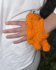 Kathleen, Shop Kathleen, Independent Designer, Crochet cuffs, Sustainable, Linen Crochet, Los Angeles Boutique, Cat Randall Duffy, Crandall Duffy, Wristlettes, Arm Warmers, Gloves, ruffles