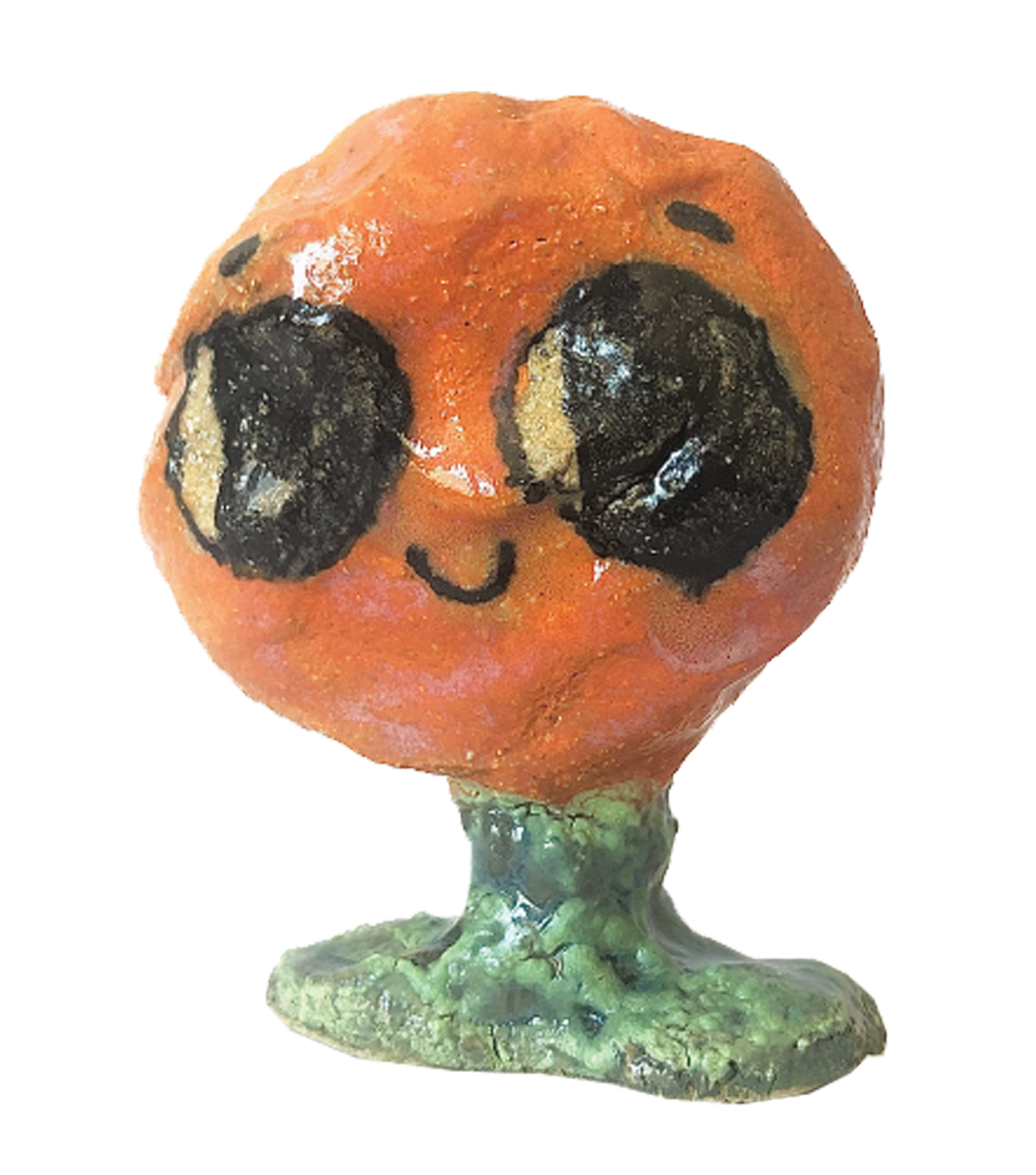 Dominique Go, Kathleen, Shop Kathleen, Ceramic, Handmade, sculpture, clay sculpture, handbuilt ceramic, mini figurine, independent artist, made in LA, clay artist, orange sculpture, fruit sculpture