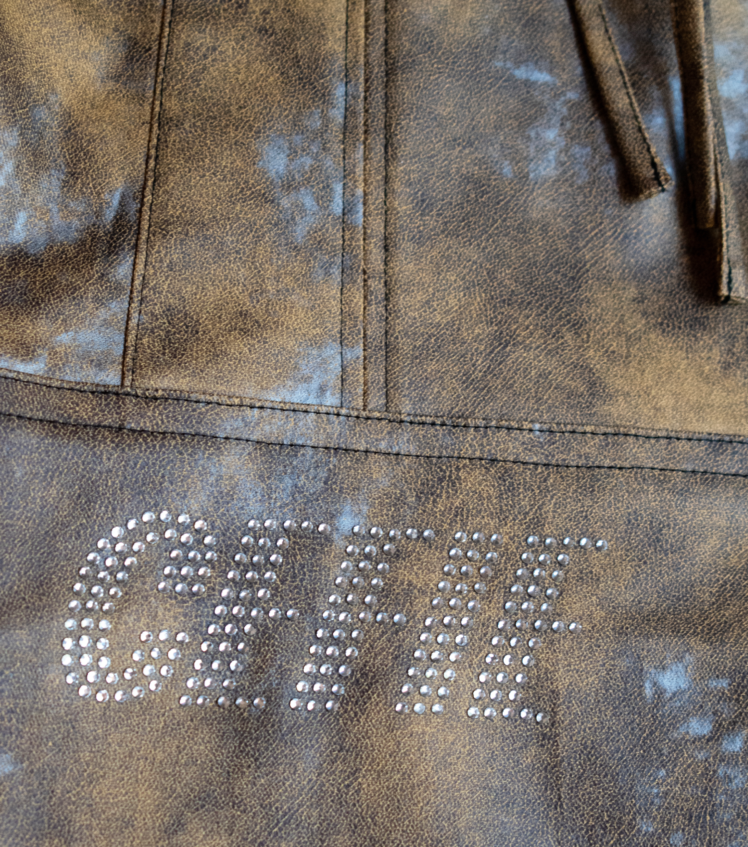 Cefie, Toronto, Vegan, Vegan leather, rhinestone, mid rise, bootcut, trousers, contrast stitching, pants, club wear, angels are real, angels are real pant, los angeles, Kathleen