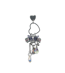 Closet children, earring, earrings, jewelry, made in Singapore, Singapore, handmade, one of a kind, stainless steel, anodized aluminum, titanium, Swarovski, crystal, gem, hoop, pink, purple, aurora lights, Los Angeles, shop Kathleen, Kathleen