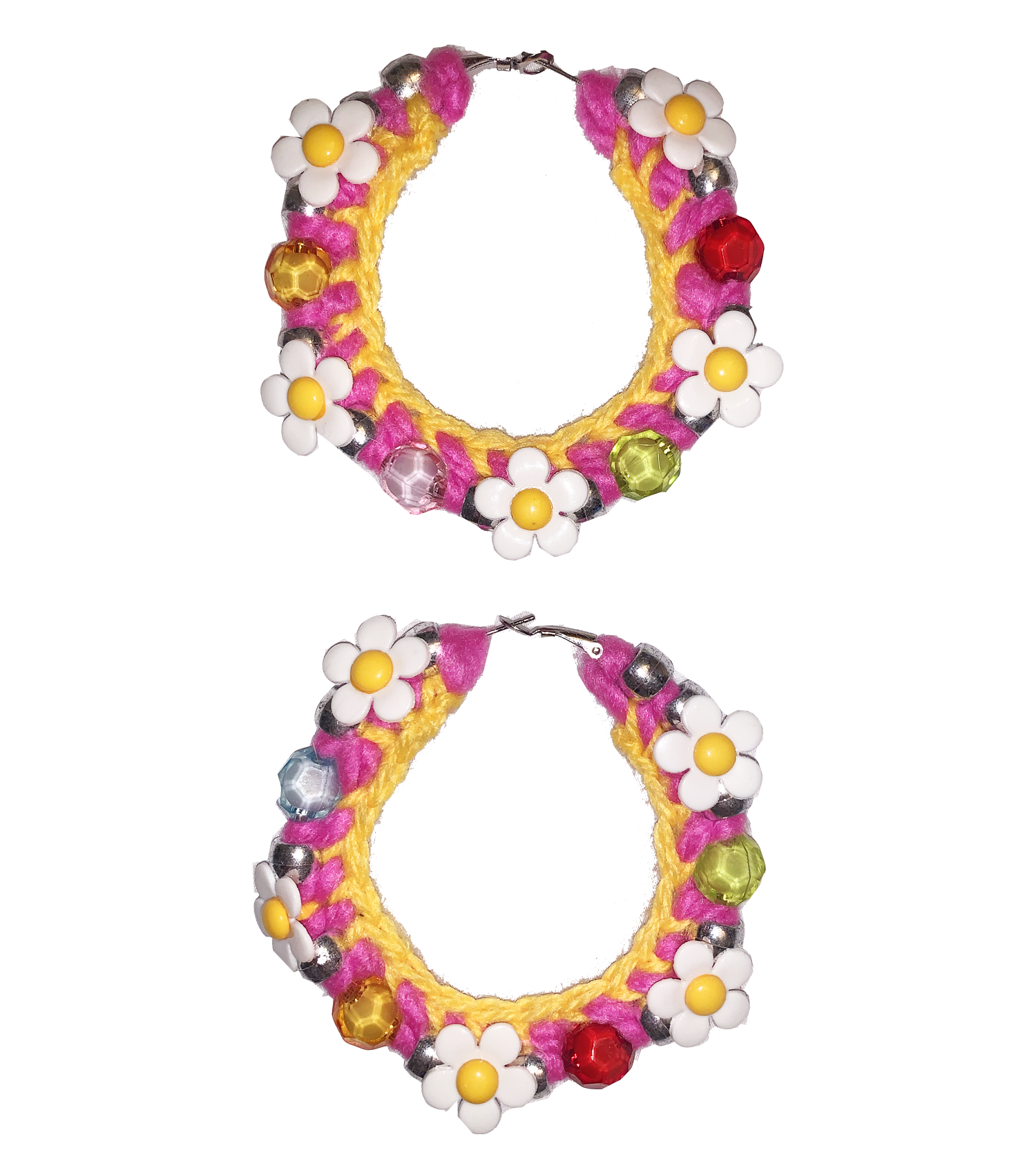 Jessica Stahl, Crochet Hoops, Kathleen, Kathleen Los Angeles, Boutique, Los Angeles Boutique, Stars, Stahl Knit, oversized hoops, knit hoops, yarn hoops, beaded hoops, star charms, small business, independent artist, independent jewelry, independent designer, independent boutique, one of a kind, los angeles fashion, daisy beads, daisy earrings, flower earrings, pearl beads, pearl hoops, faux pearls, pearl earrings