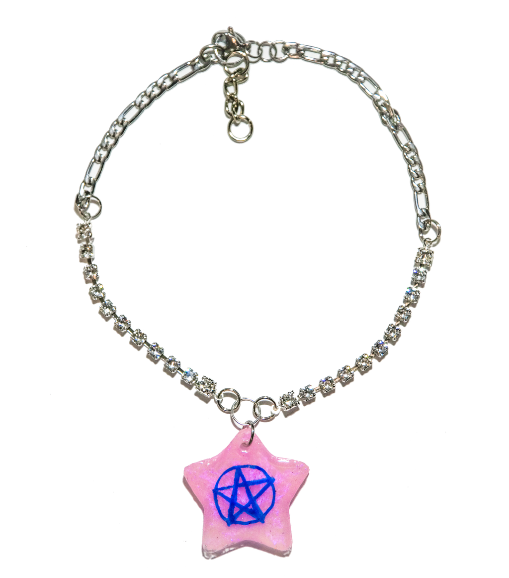 kathleen, shop kathleen, kathleen Los Angeles, Austin tx, resin jewelry, epoxy jewelry, handmade jewelry, independent artist, one of a kind, fox jewelry, holographic jewelry, rave jewelry, sparkle jewelry, pentagram, vampire, smiley, fang, rhinestone, spiral star, cast jewelry, monster necklace, Alyssa kazew, I heart binky